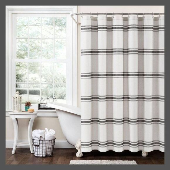 Lush Decor Other - Lush Decor - Farmhouse Striped Shower Curtain Black - Lush Déco Black